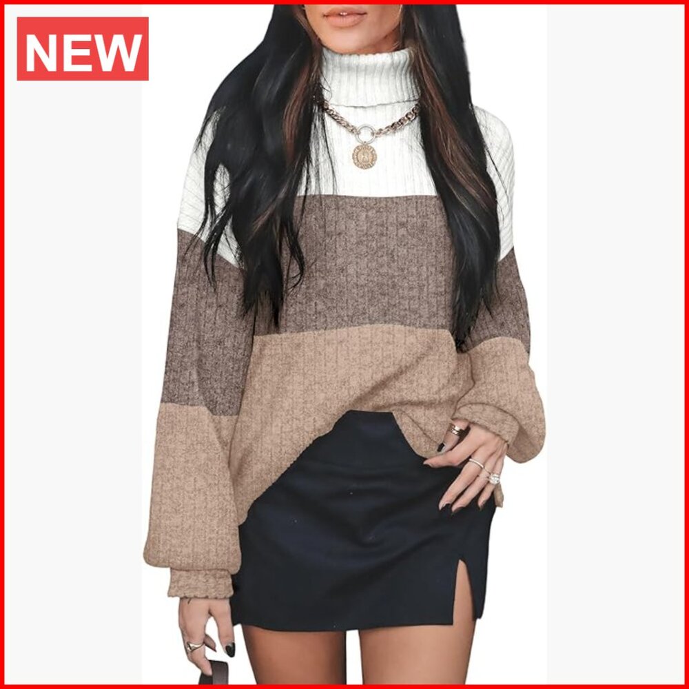 Polyester Blend Turtleneck Sweater Pullover Overs… - image 1